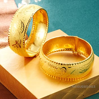 足金999囍字LOVE永结同心龙凤婚嫁手镯（扣含金量为AU900）