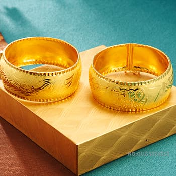 足金999与子偕老爱心龙凤婚嫁手镯（扣含金量为AU900）