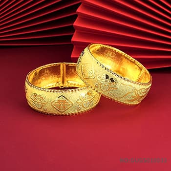 足金999婚庆娃娃幸福双囍龙凤婚庆婚嫁手镯（扣含金量为AU900）