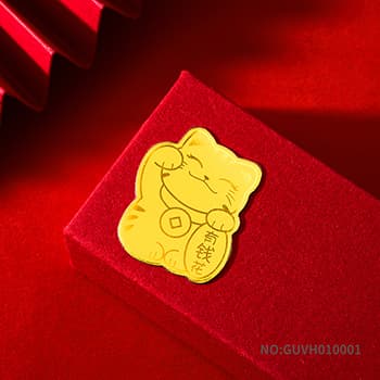 足金999手机贴约0.1G有钱花贴纸（带钢印配亚克力盒）