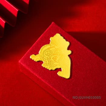 足金999手机贴约0.1G貔貅贴纸（带钢印配亚克力盒）
