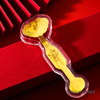 足金999金钞礼品0.2G福字如意摆件礼品（带钢印证书配包装盒）